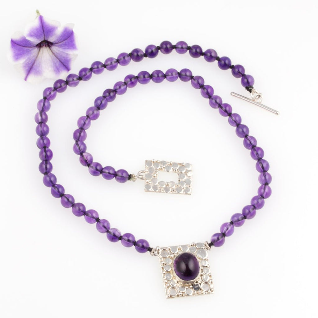 Amethyst pendant with Brazilian amethyst beads - KFDJewellery