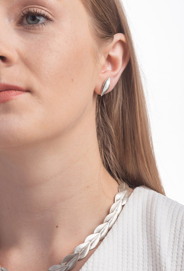 Be-Leaf small sterling silver stud earrings - KFDJewelleryBL04