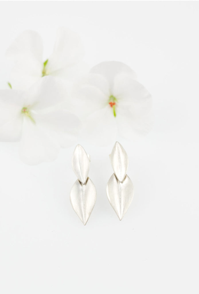 Double leaf drop Be-Leaf earrings - KFDJewelleryBL06