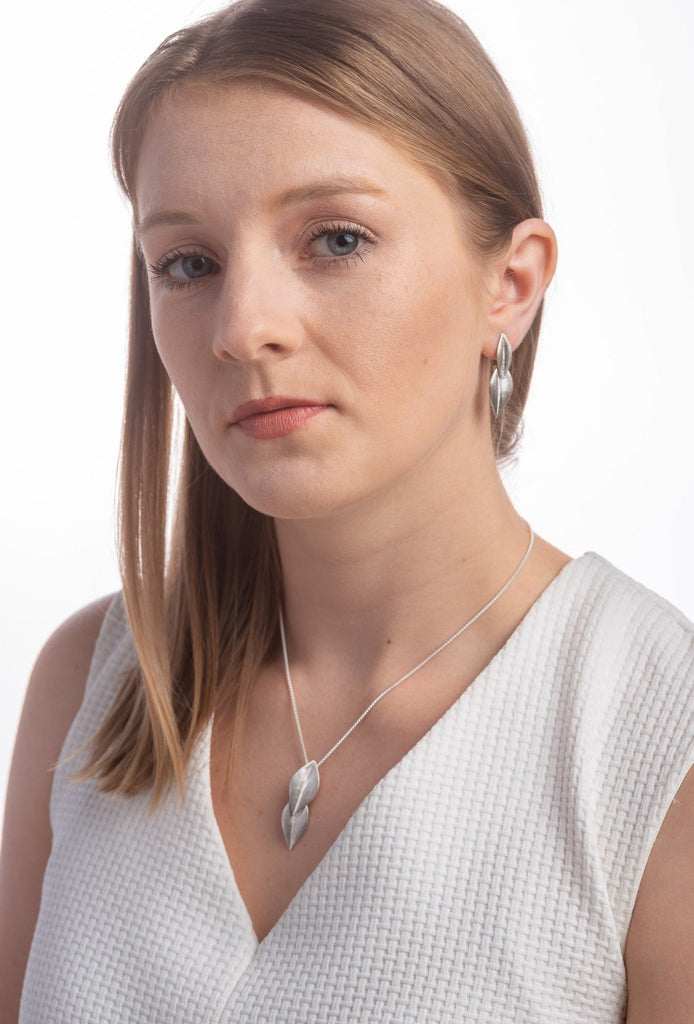 Double leaf drop Be-Leaf earrings - KFDJewelleryBL06