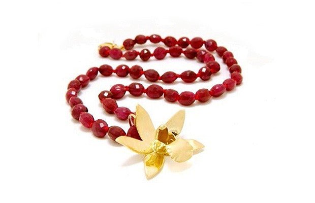 Exotic Orchid 18ct Gold Medium Pendant - KFDJewelleryEO03