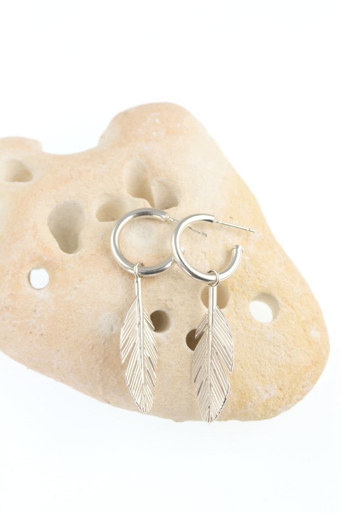 Feather hoops earrings - KFDJewelleryF31
