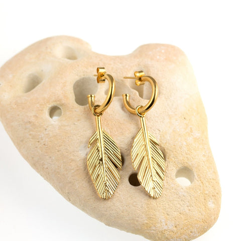 Feather hoops earrings - KFDJewelleryf32