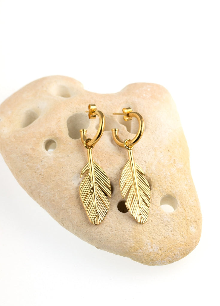 Feather hoops earrings - KFDJewelleryf32