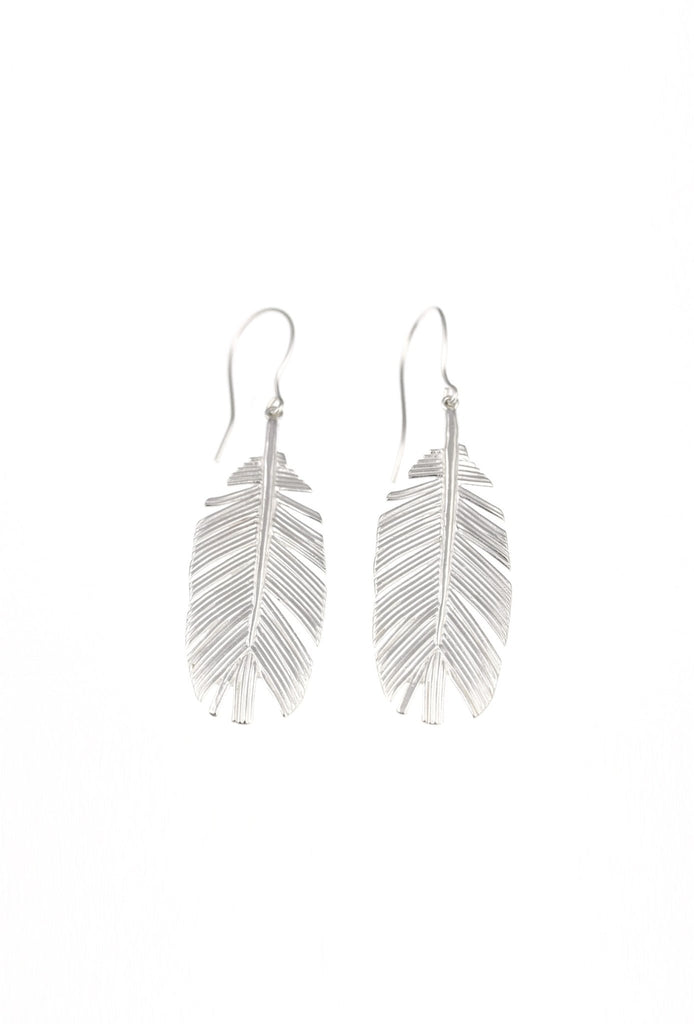 Large feather drop earrings - KFDJewelleryF01
