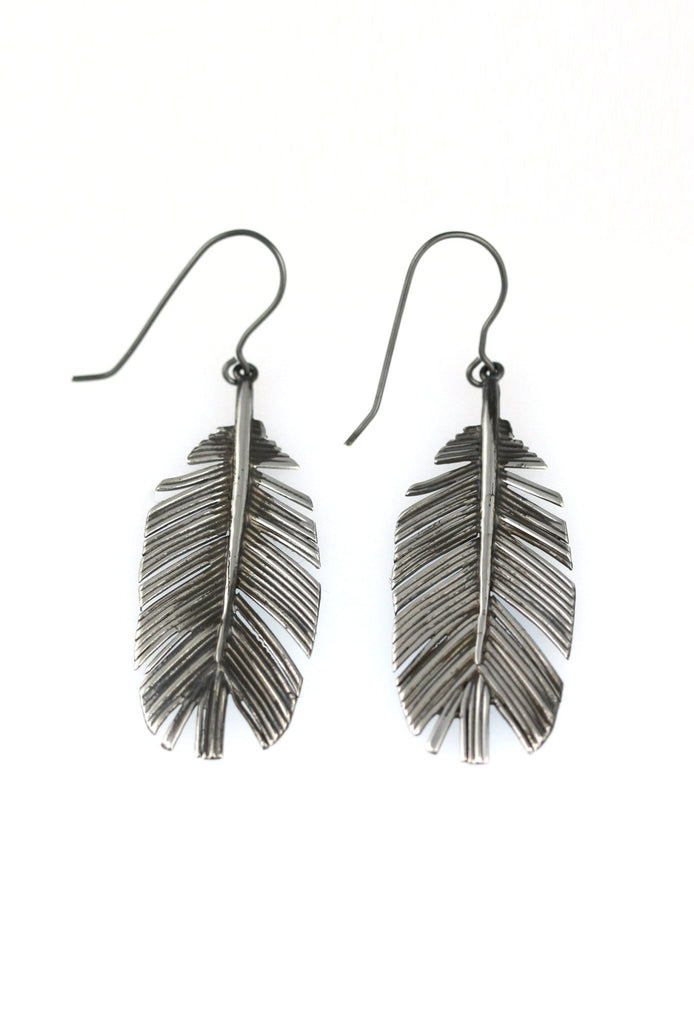 Large feather drop earrings - KFDJewelleryF02
