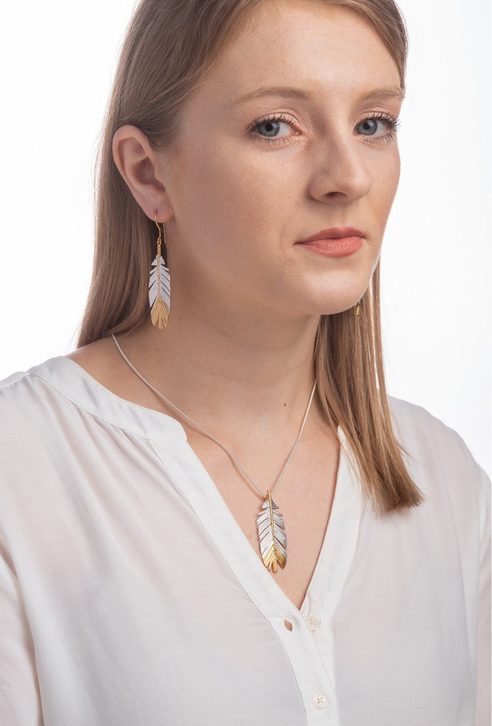 Large feather drop earrings - KFDJewelleryF03