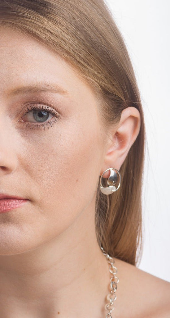 Large Jenyus sterling silver stud earrings - KFDJewelleryJ17