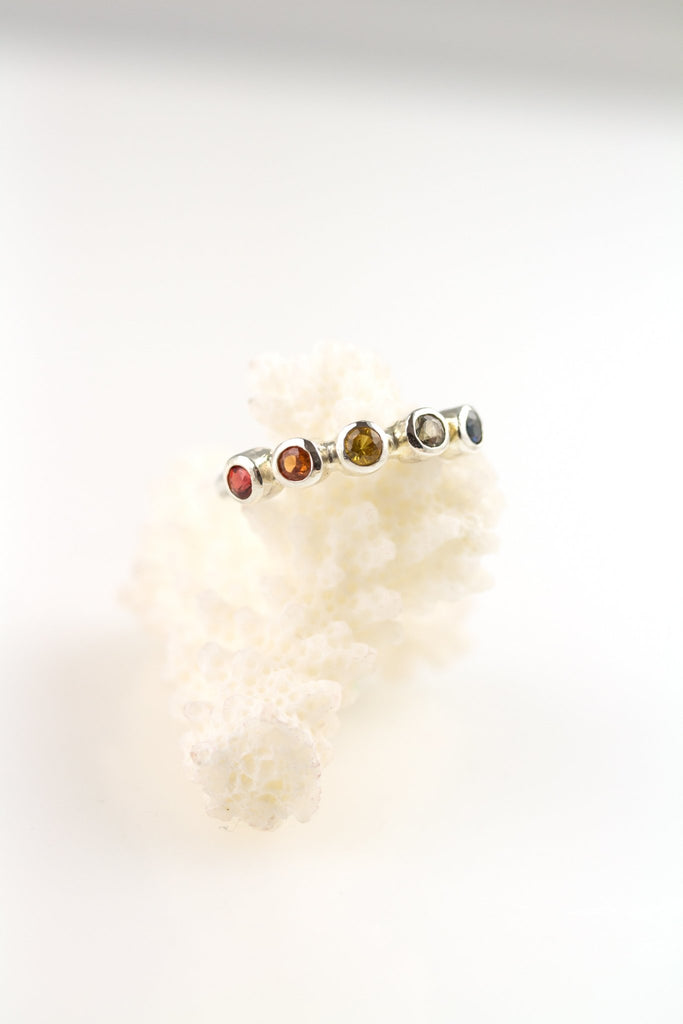 Rainbow sapphire sterling silver ring - KFDJewelleryCT2