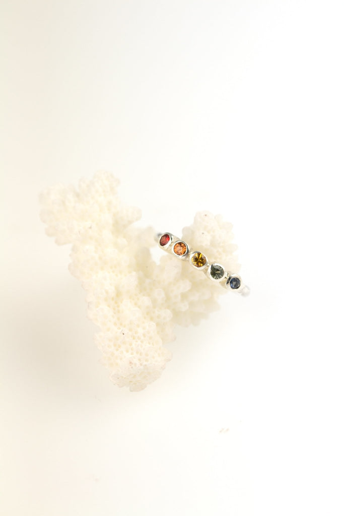 Rainbow sapphire sterling silver ring - KFDJewelleryCT2