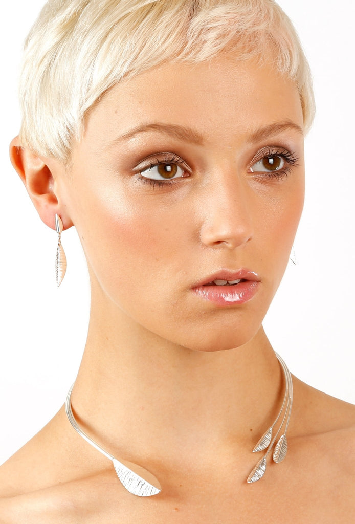 Small Drop Classic Leaf earrings with stud fastenings - KFDJewelleryCL11