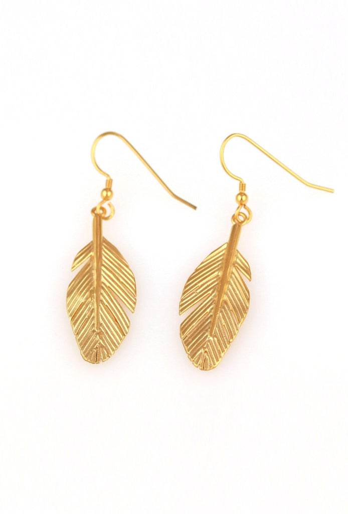 Small feather drop earrings - KFDJewelleryF10