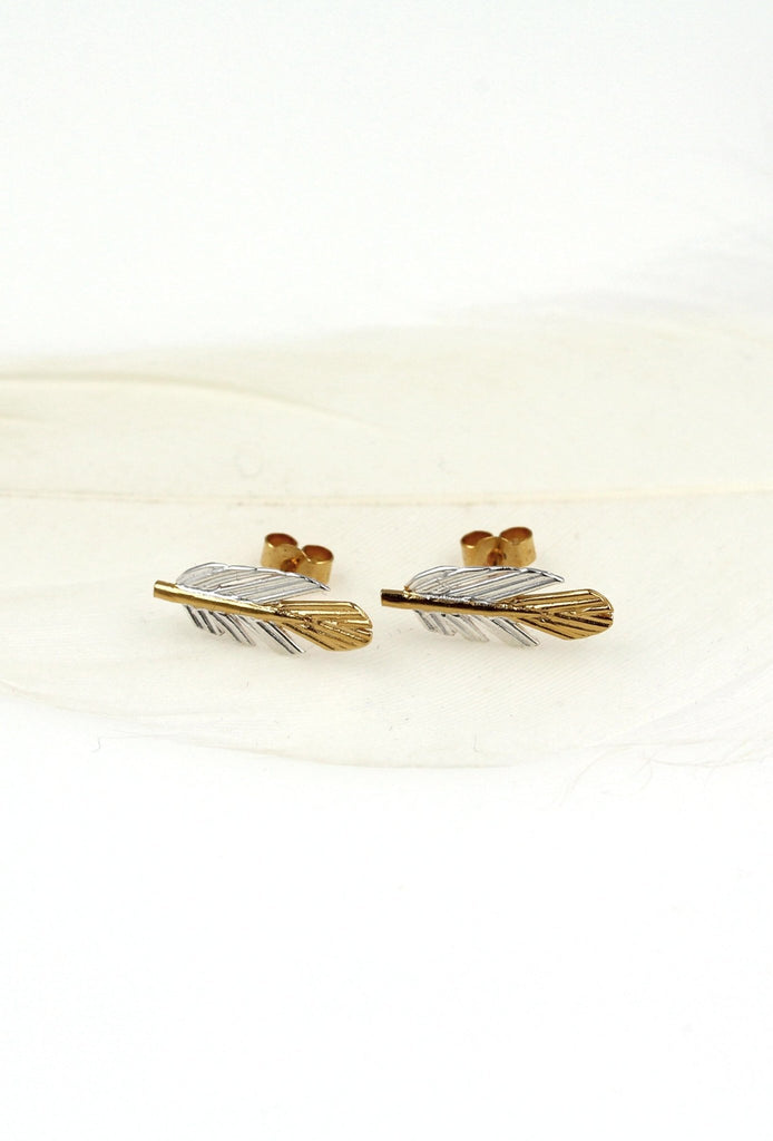 Small Feather Stud earrings - KFDJewelleryF20