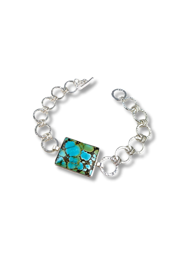 Sterling silver natural turquoise bracelet - KFDJewelleryTT13