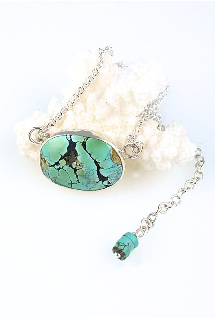 Sterling silver oval turquoise pendants - KFDJewelleryTT33