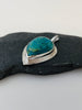 Peruvian Opal sterling silver pendant with radiating line textured border