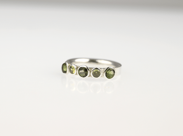 Green Tourmaline and Green Sapphire Ring in Sterling Silver - KFDJewellery