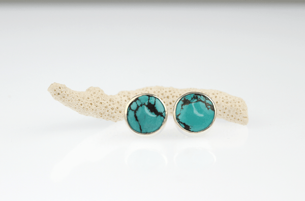 Large Sky Blue Wild Horse Turquoise Stud Earrings - KFDJewellery