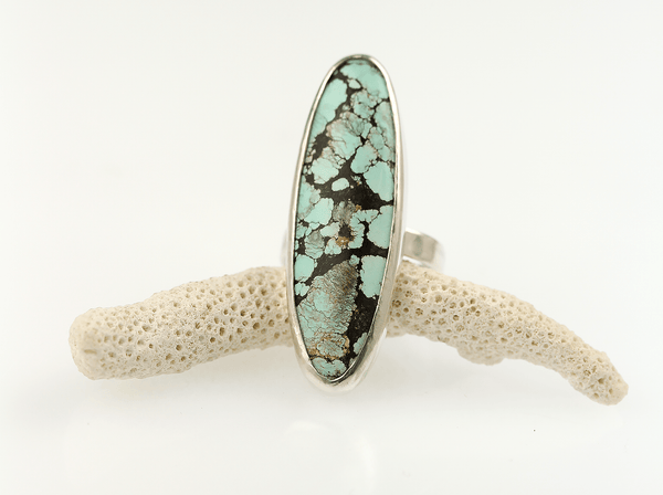 Large Surfboard - Shaped Wild Horse Turquoise Statement Ring - KFDJewellery