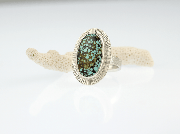 Natural Turquoise and Sterling Silver Ring – Ocean Speckle - KFDJewellery