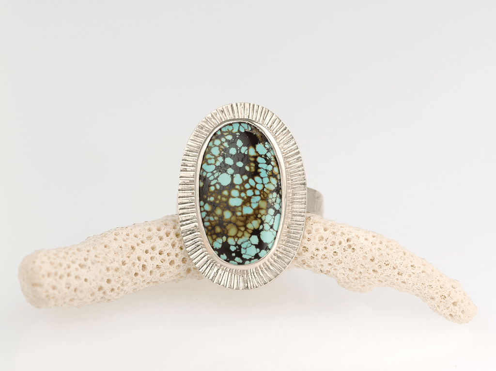 Natural Turquoise and Sterling Silver Ring – Ocean Speckle - KFDJewellery