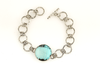 Natural Turquoise and Sterling Silver Textured Link Bracelet - KFDJewellery