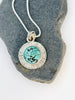 Natural Turquoise Sterling Silver Pendant Necklace | Handmade Round Turquoise Pendant - KFDJewellery
