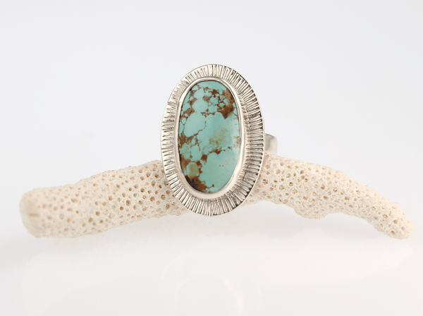 One - of - a - kind Natural Turquoise Silver Ring - KFDJewellery