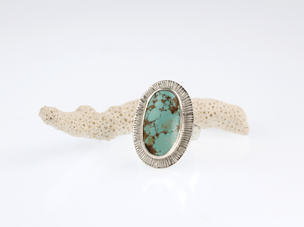 One - of - a - kind Natural Turquoise Silver Ring - KFDJewellery