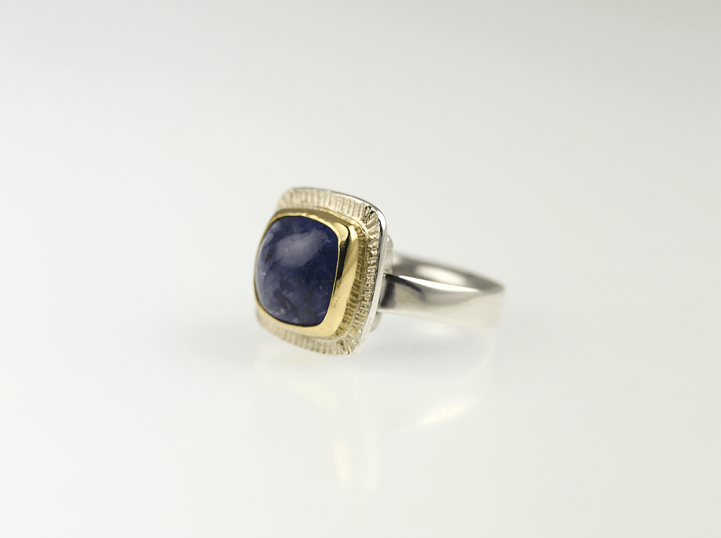 One of a Kind Tanzanite and Gold Silver Ring - KFDJewellery