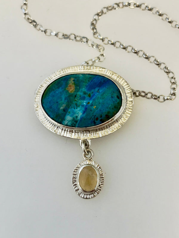 Peruvian Opal & Citrine Silver Necklace | One of a Kind - KFDJewellery
