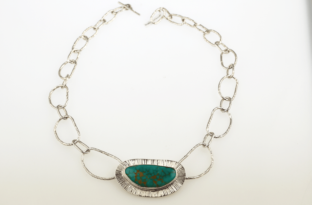 Royston Turquoise Statement Necklace, Handmade Sterling Silver, One of a Kind - KFDJewellery