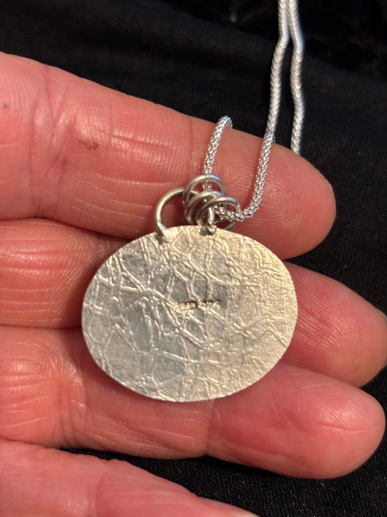 Sea green and blue natural turquoise and sterling silver pendant. - KFDJewellery