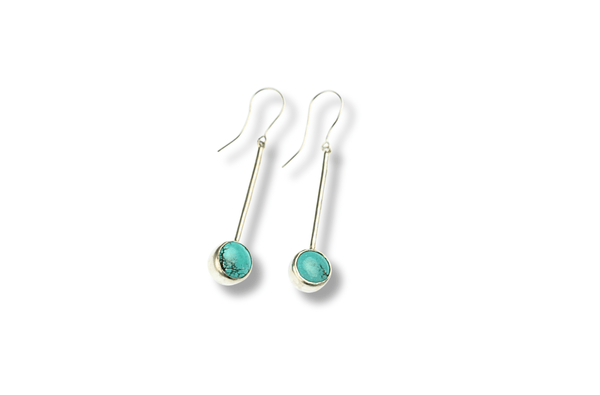 Sky Blue and Teal Turquoise Long Drop Earrings - KFDJewellery