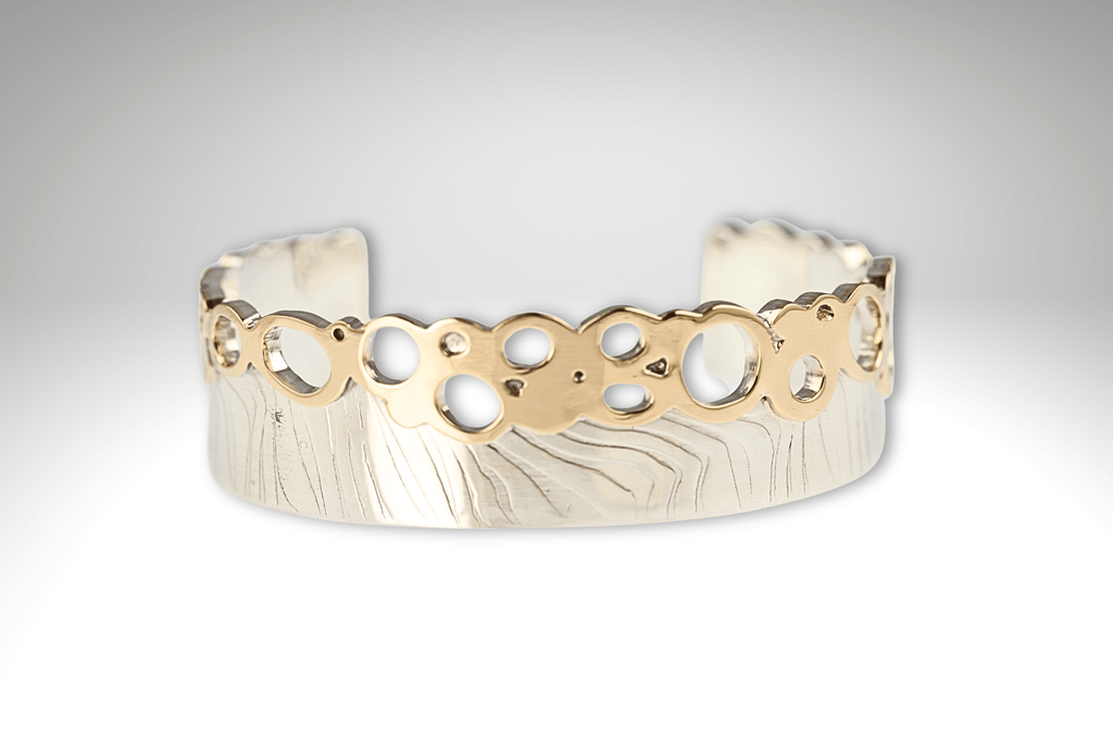Water’s Edge Cuff, Sterling Silver and 9ct Gold One of a Kind - KFDJewellery