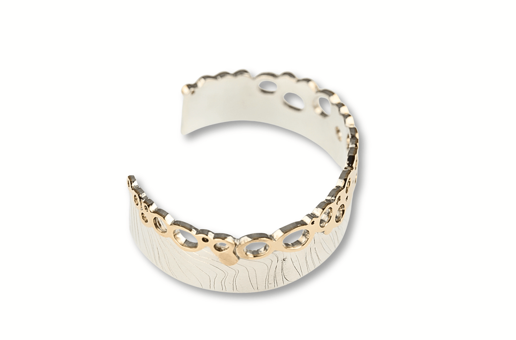 Water’s Edge Cuff, Sterling Silver and 9ct Gold One of a Kind - KFDJewellery
