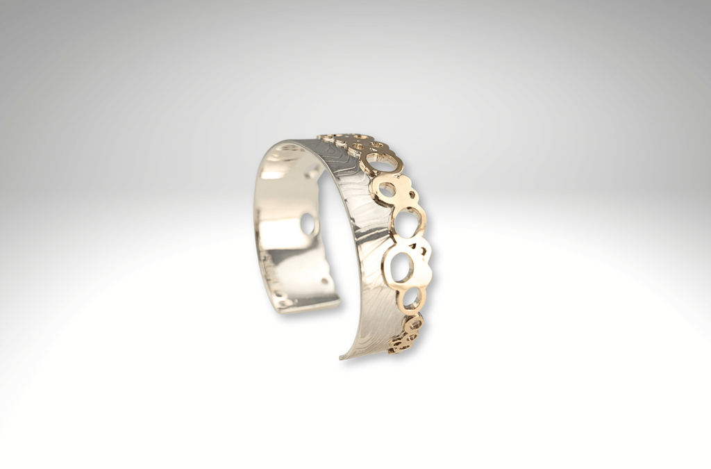 Water’s Edge Cuff, Sterling Silver and 9ct Gold One of a Kind - KFDJewellery