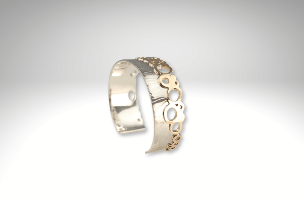 Water’s Edge Cuff, Sterling Silver and 9ct Gold One of a Kind - KFDJewellery