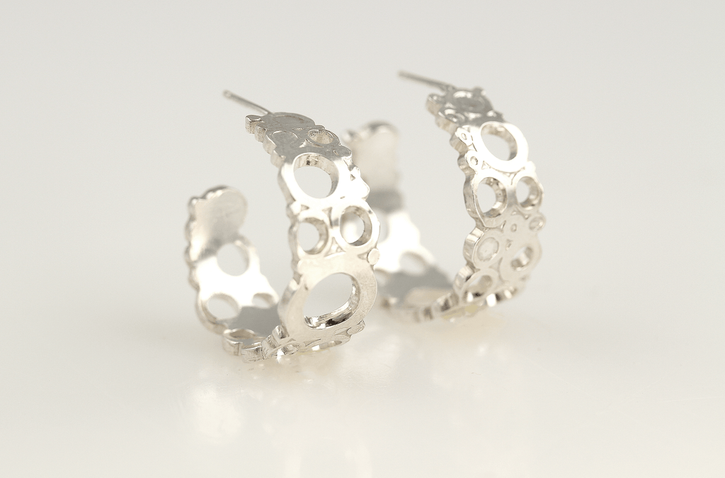 Waters Edge Hoop Earrings, Sterling Silver - KFDJewellery