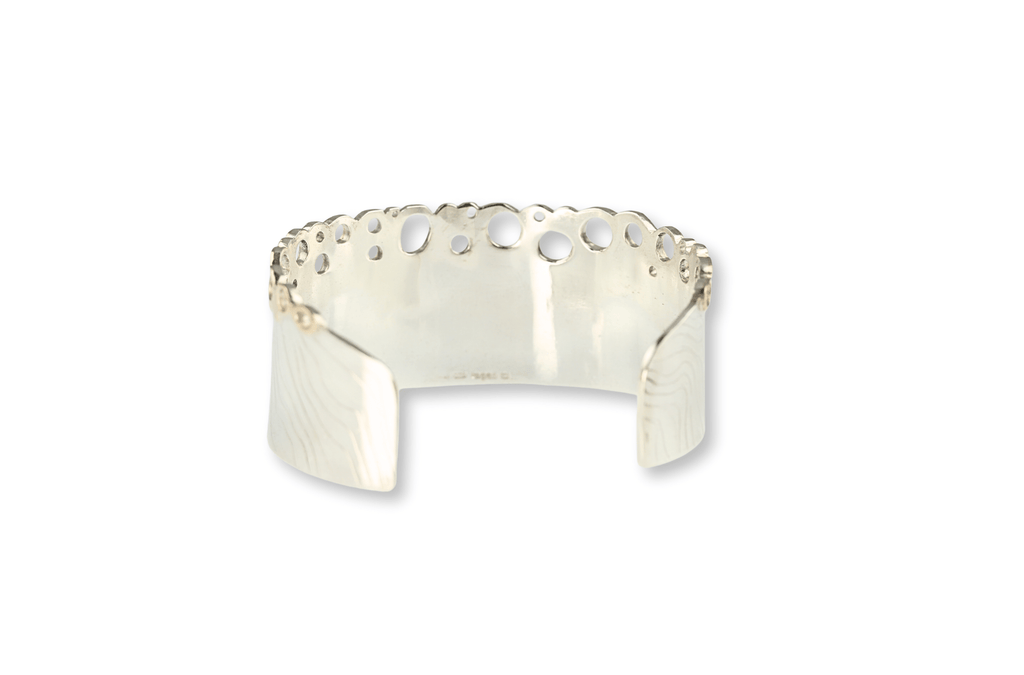 Waters Edge Wide Cuff, Sterling Silver and 9ct Gold - KFDJewellery
