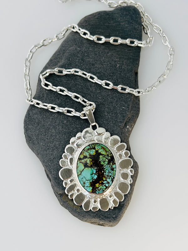 Wild Horse Turquoise Statement Necklace in Sterling Silver | Pebbles Collection - KFDJewellery