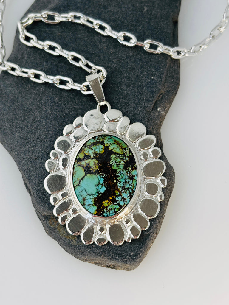 Wild Horse Turquoise Statement Necklace in Sterling Silver | Pebbles Collection - KFDJewellery