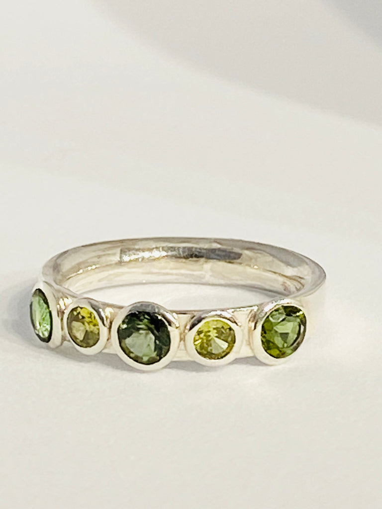 Green Sapphire & tourmaline sterling silver ring - KFDJewelleryCN2
