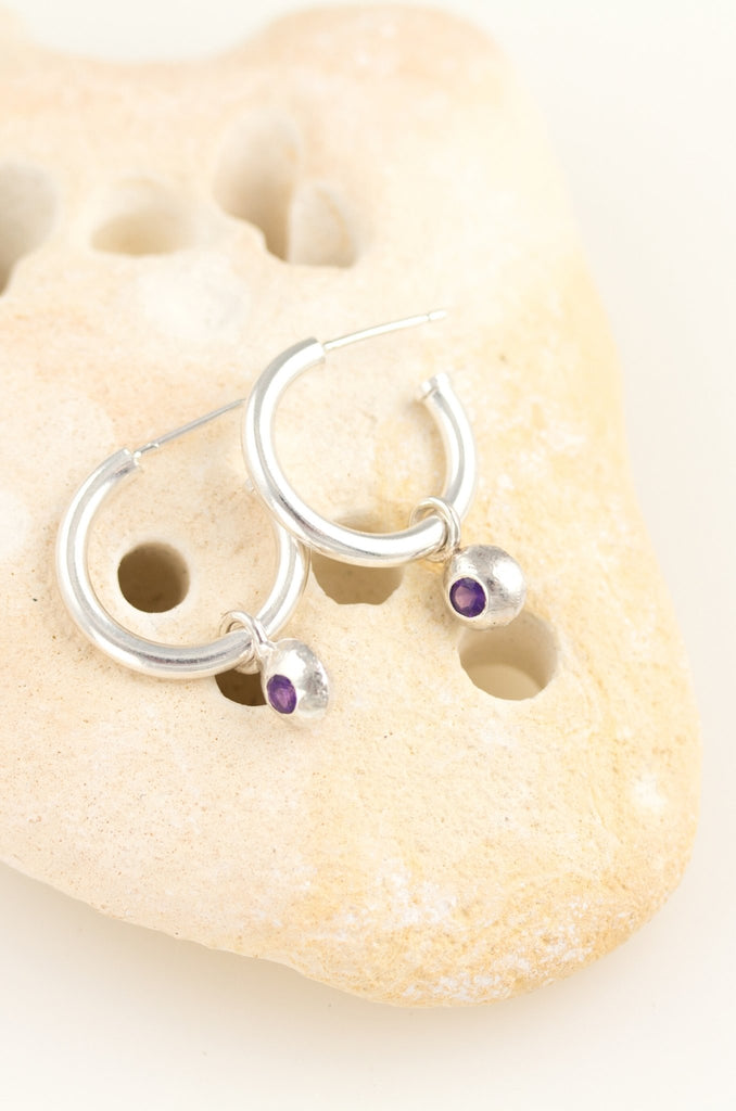 Hoop earring with detachable gemstone charm - KFDJewellery