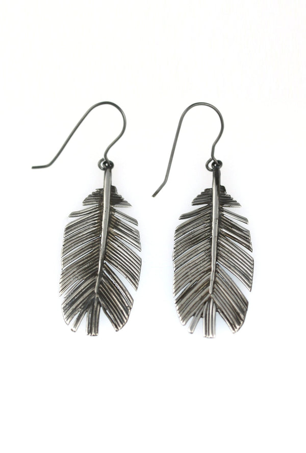 Large feather drop earrings - KFDJewelleryF02
