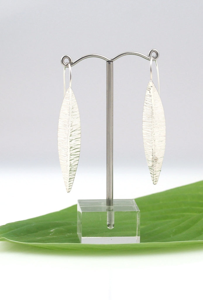 Long Thin Classic Leaf Earrings with Safety Hook - KFDJewelleryCL15