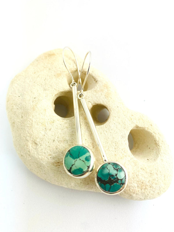 Long Turquoise drop earrings - KFDJewelleryTT09