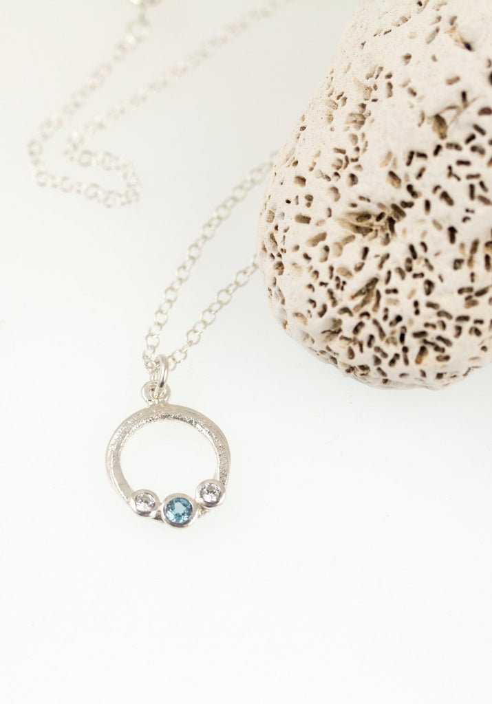 Moon Beam pendant with blue topaz and zirconia - KFDJewelleryMB01