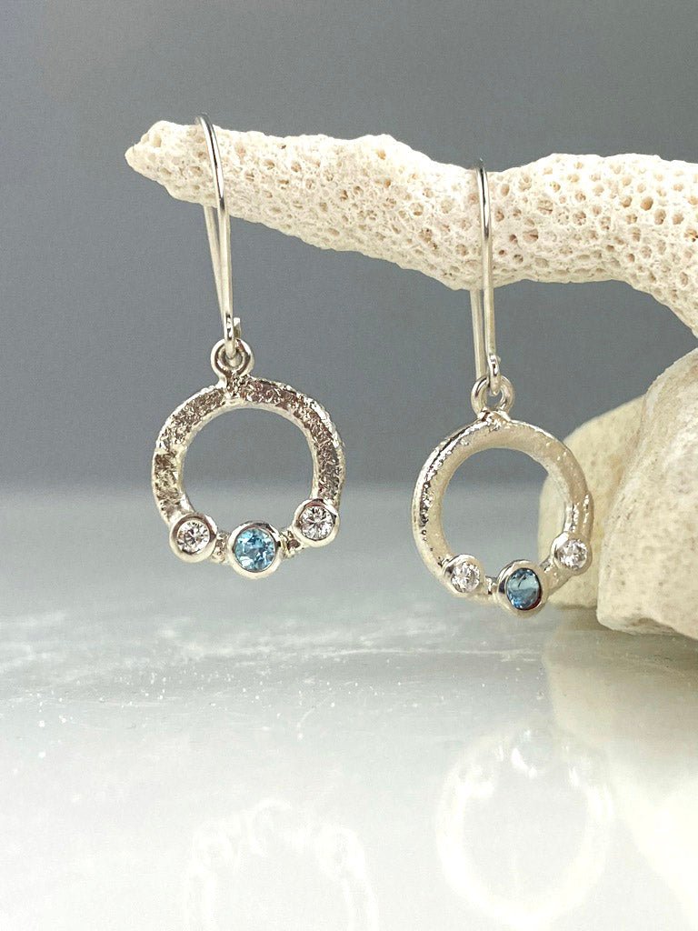 Moon Beam Sterling silver blue topaz drop earrings - KFDJewelleryMB18