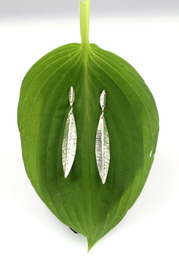 Small Drop Classic Leaf earrings with stud fastenings - KFDJewelleryCL11
